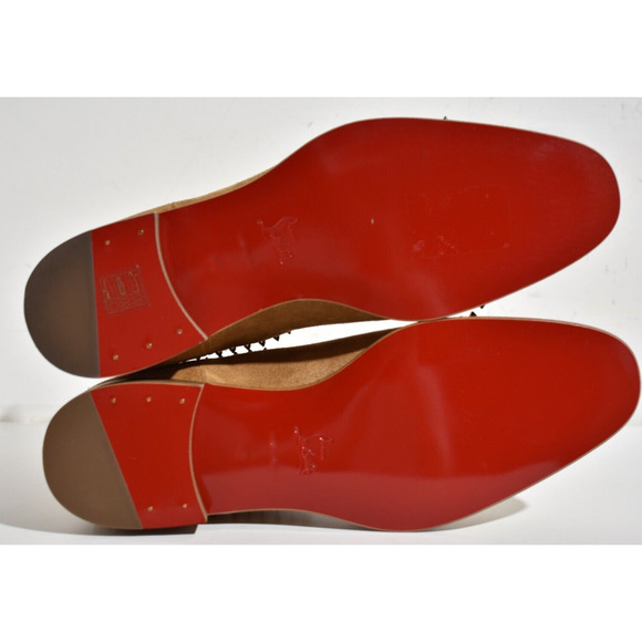 Christian Louboutin Mens Chelsea Cloo Flat Cinnamon Brown Suede Spike Boot 45 12 - Picture 12 of 12